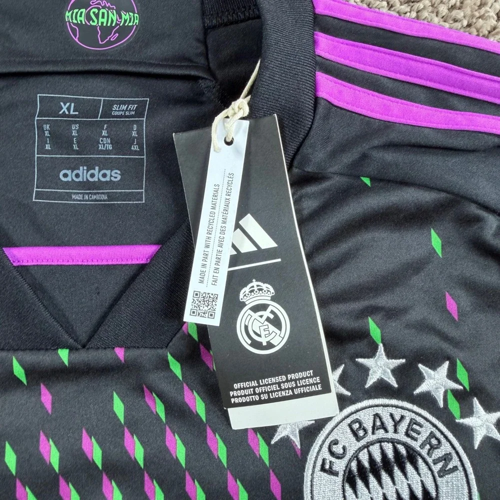 Adidas FC Bayern Munich 23/24 Away Jersey Mens XL Black Soccer Shirt blokecore